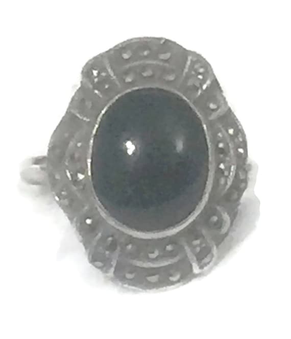 Art Deco Ring Size 5 Plus Onyx Ring Size 5 Mourni… - image 9