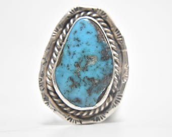 Women Navajo Ring Size 9 Plus Turquoise Ring Navajo Women Ring Size 9 Women Southwest Ring Sterling Silver Ring Size 9 Boho Ring Size 9