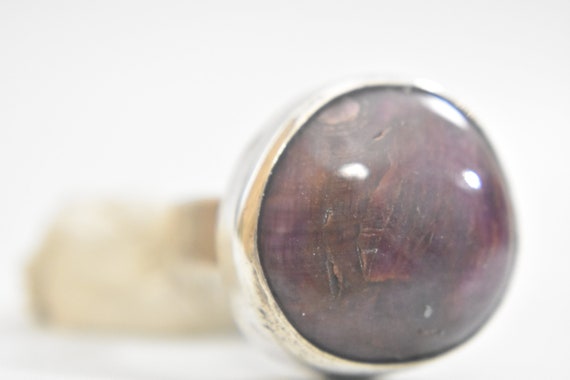 Ruby ring round bulky sterling silver boho women … - image 2