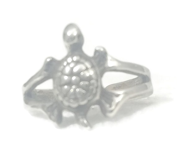 Vintage Sterling Silver Turtle Toe Ring - Size 2 - image 6