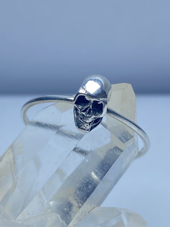 Skull ring biker stacker band sterling silver wom… - image 6