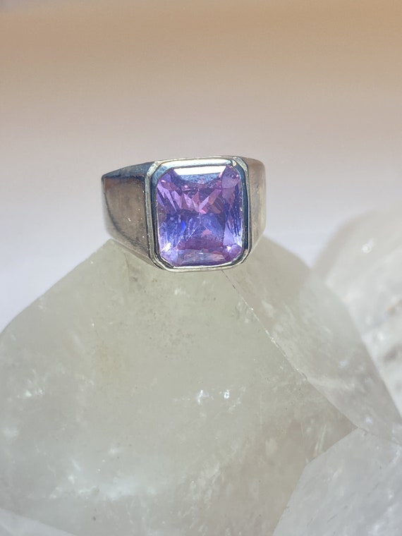 Pink Ice size 7 ring cocktail sterling silver men… - image 5