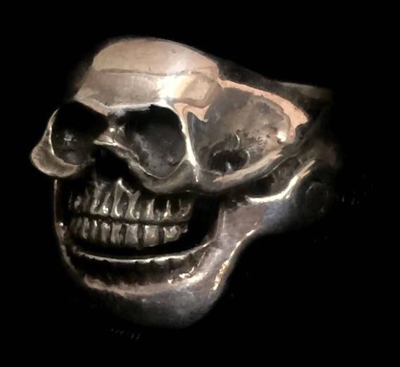 Men Skull Ring Size 12 Biker sterling silver band - image 6