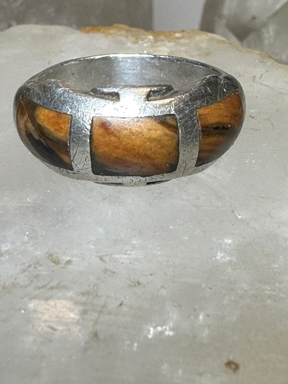 Petrified wood ring size 9 southwest band  sterli… - image 10
