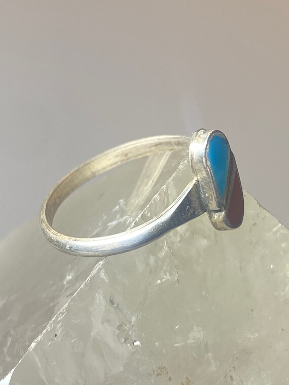 Turquoise coral ring size 6.50 southwest sterling… - image 6