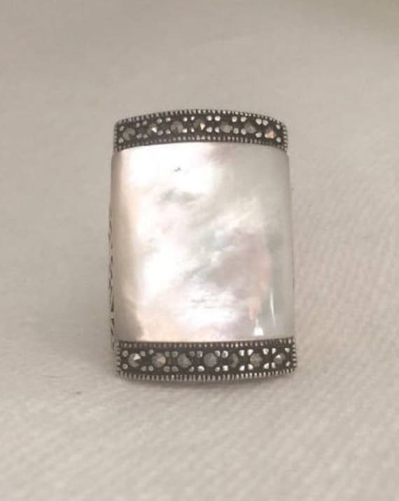 Vintage Sterling Silver Large Rectangular Mother … - image 3