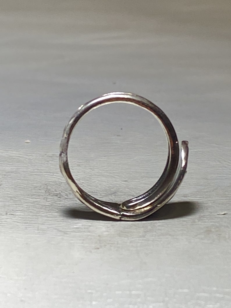 Spoon ring fox band floral sterling silver women girls size 7.25