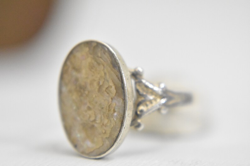 Vintage ring oval pinky sterling silver women girls size 5.75