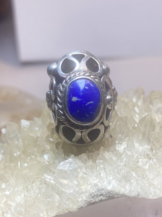 Poison ring blue lapis ? Mexico sterling silver p… - image 10