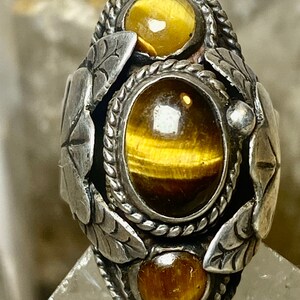 Tiger Eye ring size 6 adj poison Mexican  sterling silver women