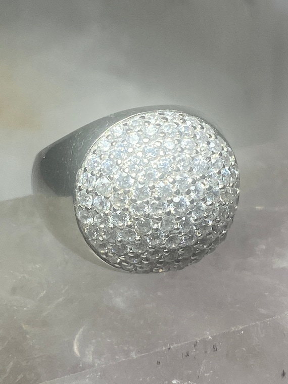 Dome cocktail ring sparkly sterling silver women … - image 1