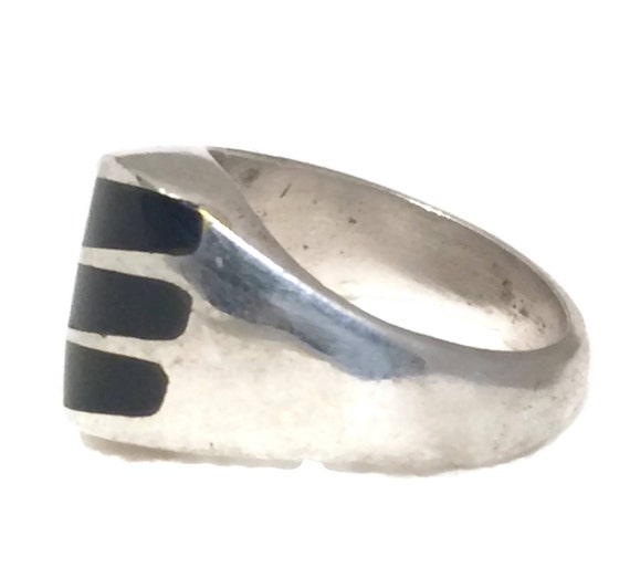Vintage Sterling Silver Ring Mexican Onyx Ring Me… - image 5