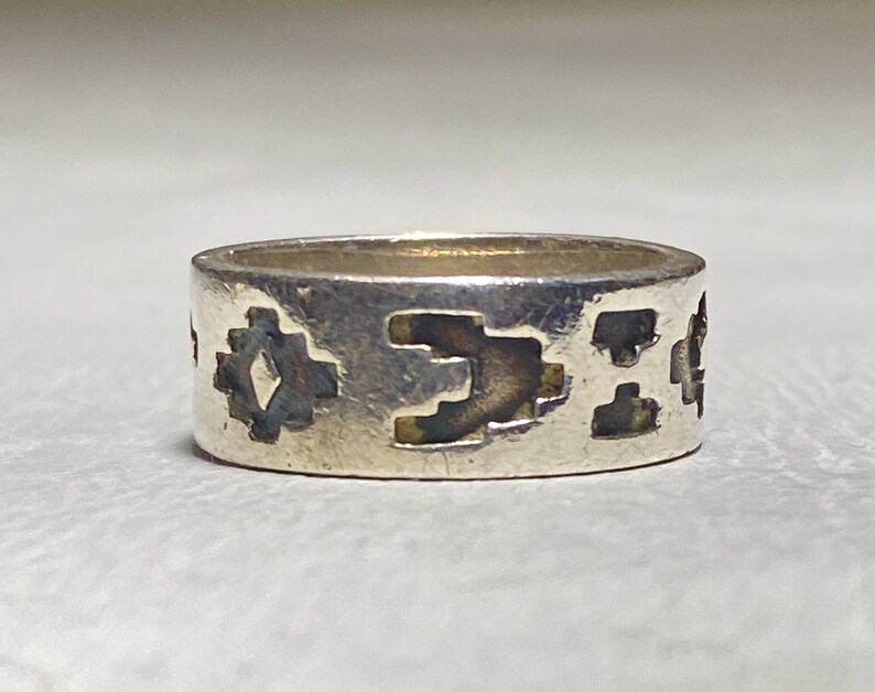 Tapestry ring southwest band sterling silver women men size 6.75
