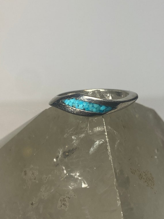 Turquoise chips ring slender stacker southwest wo… - image 3