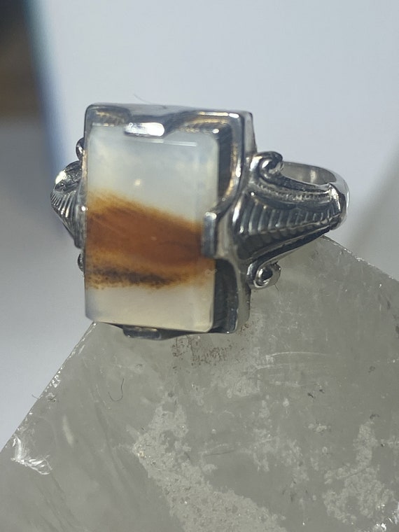 Agate ring Art Deco sterling silver women size 7.… - image 8
