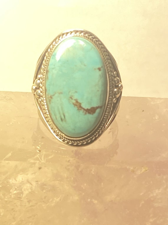 Turquoise ring large sterling silver bulky women … - image 3