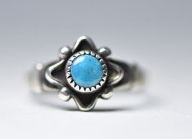 Navajo Ring Turquoise Baby Band Pinky Children Girls Sterling Silver Women Size 4