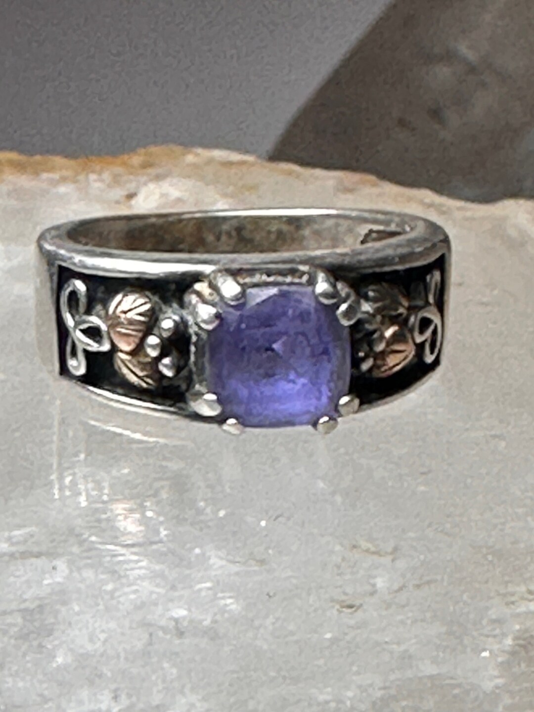 Black Hills Gold Ring Leaves Band Size 6.75 Sterling Silver Etsy