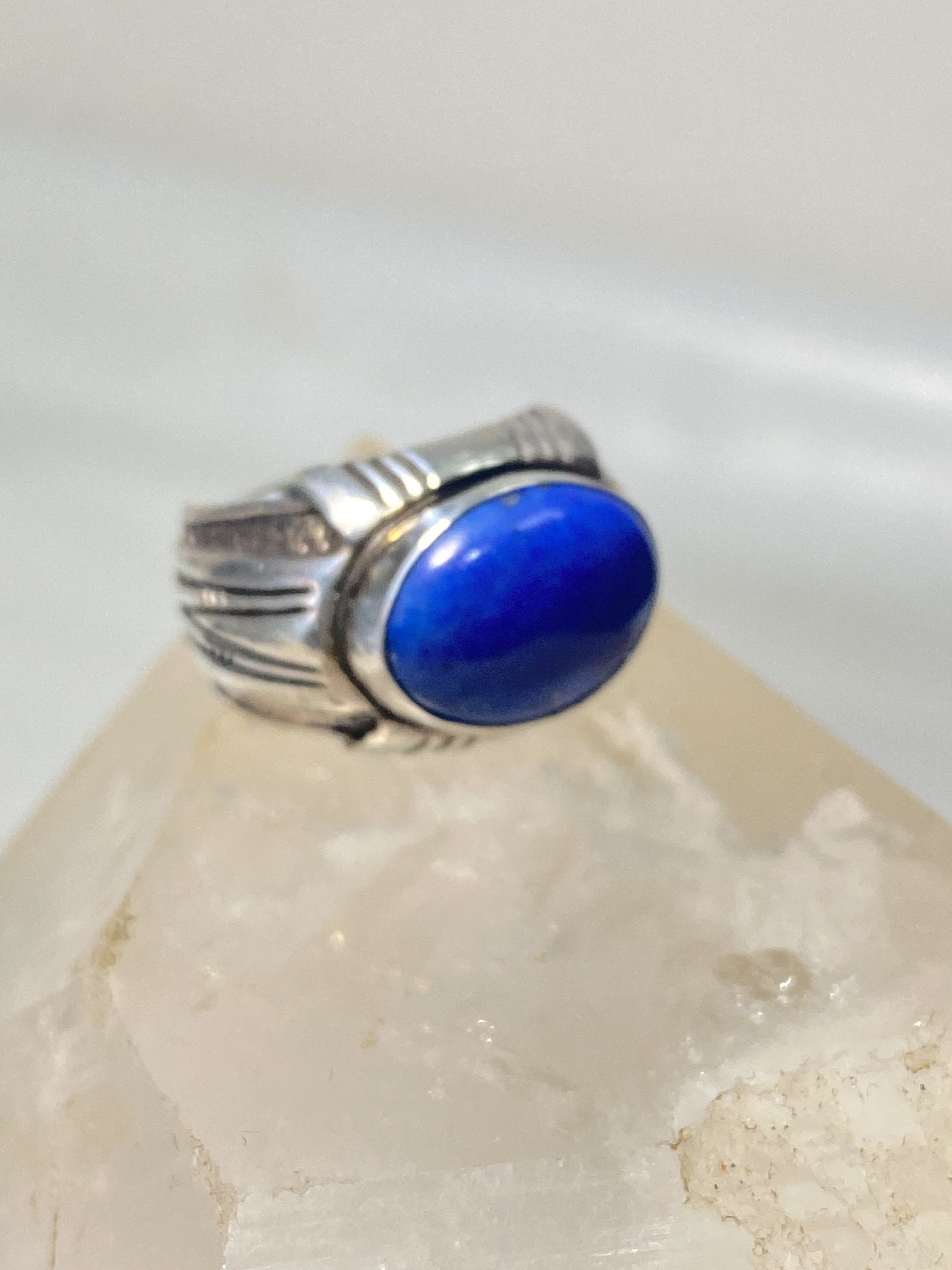 Blue Lapis Ring Solid Band Sterling Silver Women Men Size 8.50 - Etsy