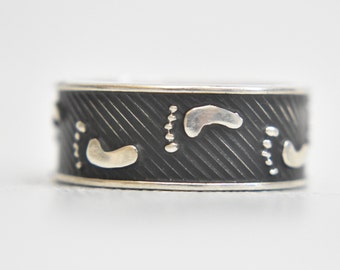 Footprints Ring Foot Band Thumb Sterling Silver  Size 9.5