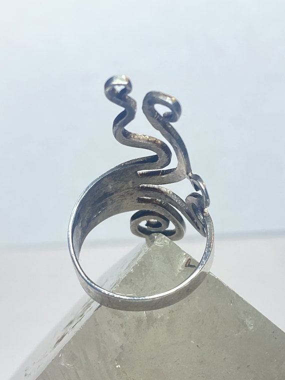 Fork design ring long wavy sterling silver women … - image 9