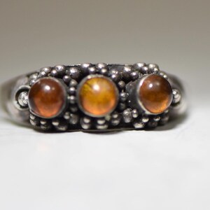 Amber Ring Stacker Slender Sterling Silver Women