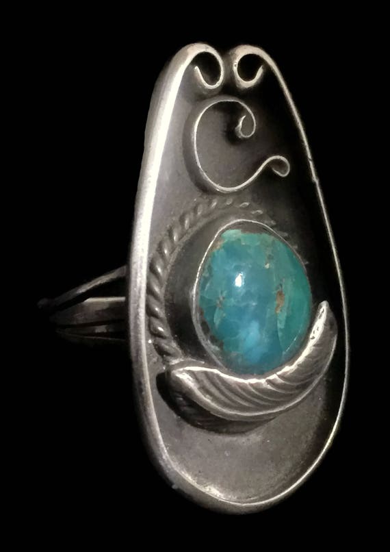 Blue Turquoise Ring Long Turquoise Ring Woman Nav… - image 4