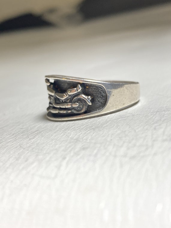 Motorcycle ring biker band sterling silver by Ott… - image 5
