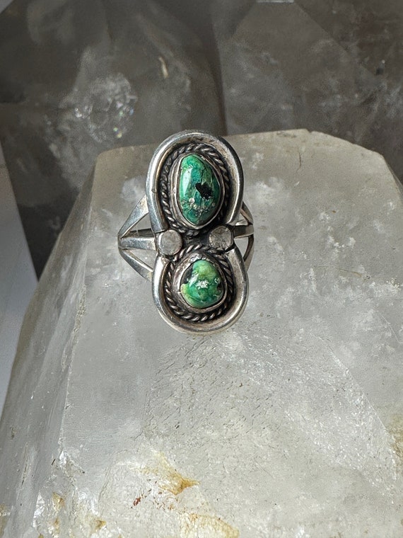 Turquoise ring size 7 Navajo double stones southw… - image 1