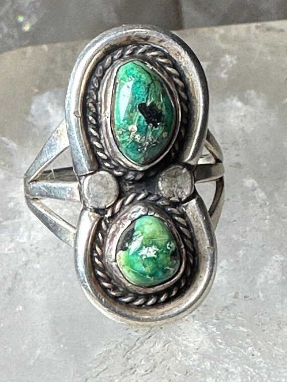 Turquoise ring size 7 Navajo double stones southw… - image 3