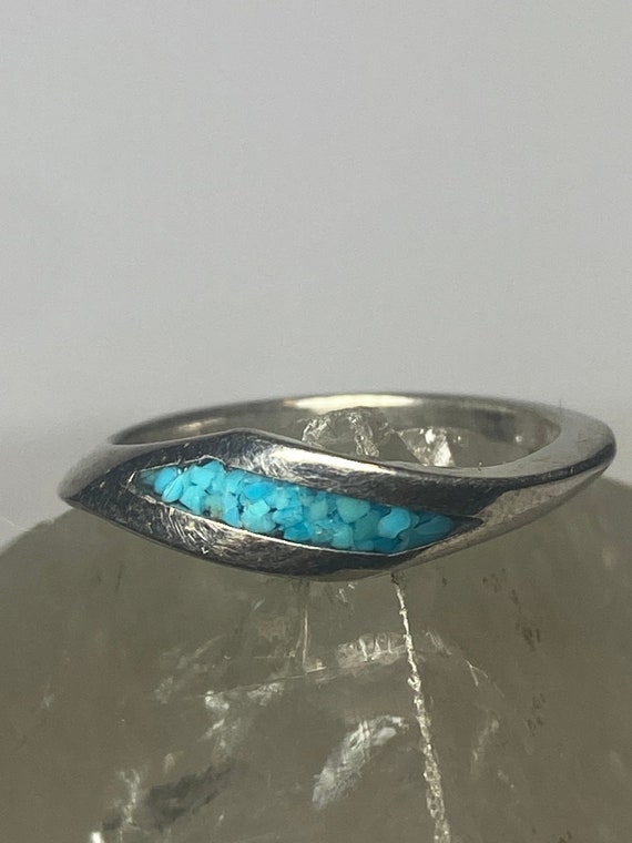 Turquoise chips ring slender stacker southwest wo… - image 2