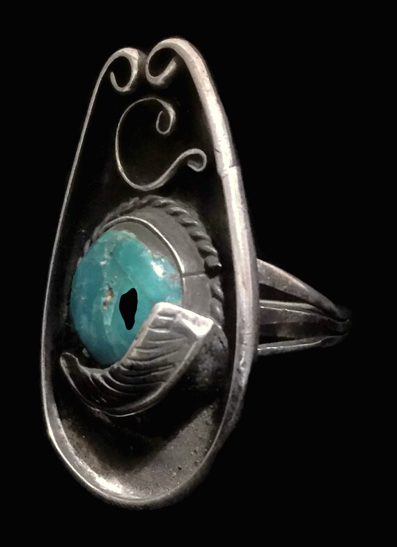 Blue Turquoise Ring Long Turquoise Ring Woman Nav… - image 5