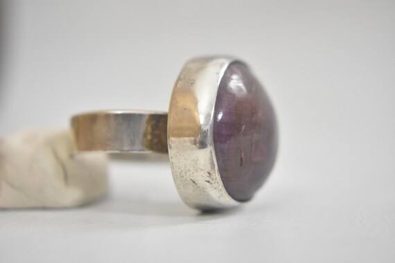 Ruby ring round bulky sterling silver boho women … - image 5