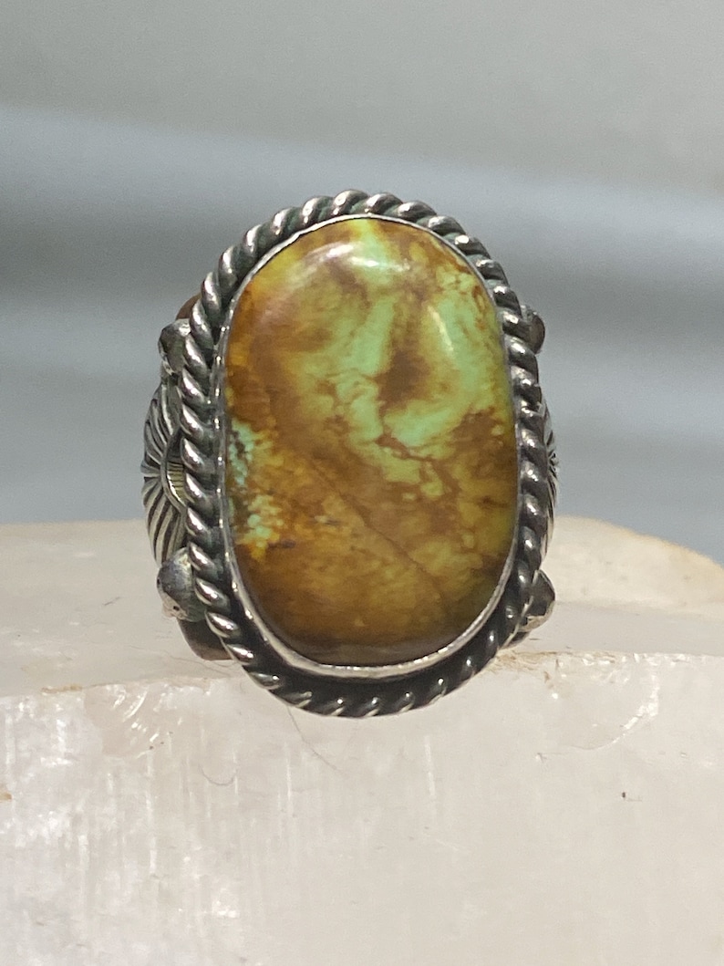 Turquoise ring Navajo sterling silver copper women men size 10.75