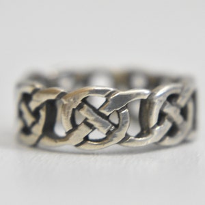 Celtic ring Irish knots woven thumb band sterling silver women  Size 6.25
