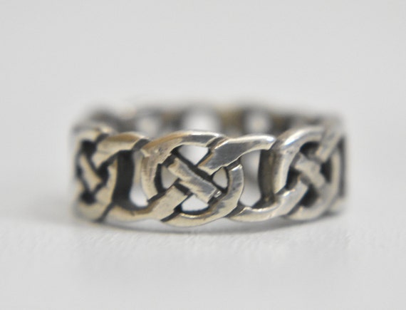 Celtic ring Irish knots woven thumb band sterling 