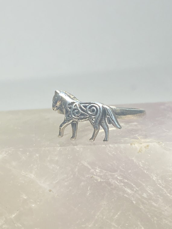 Horse ring sterling silver band women girls size … - image 5