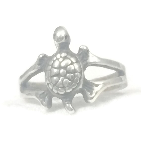 Vintage Sterling Silver Turtle Toe Ring - Size 2 - image 4