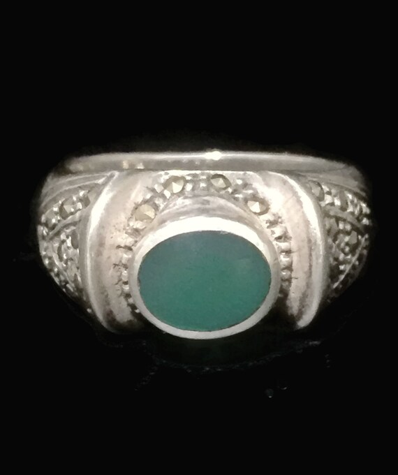 Vintage Jade Ring Size 8 Art Deco Ring Size 8 Art 