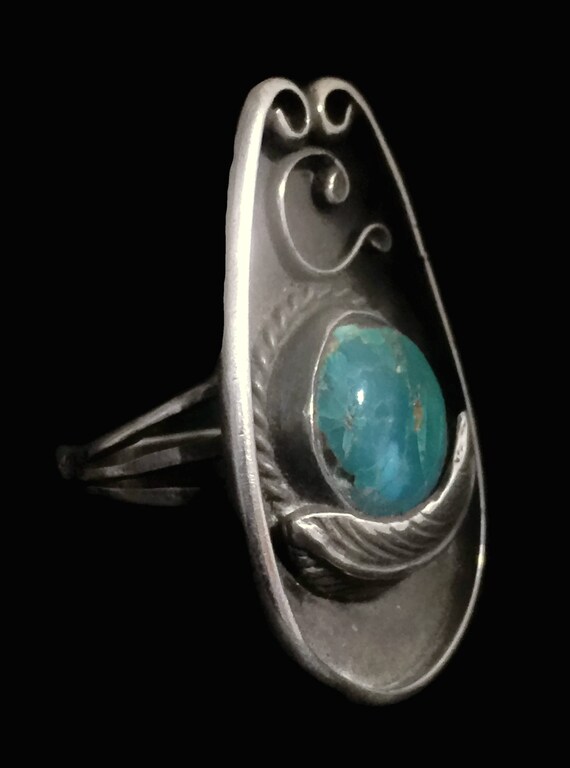 Blue Turquoise Ring Long Turquoise Ring Woman Nav… - image 6