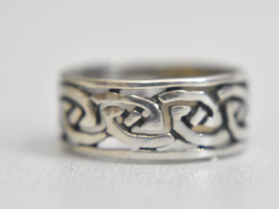Celtic ring Irish knots woven thumb band sterling… - image 5
