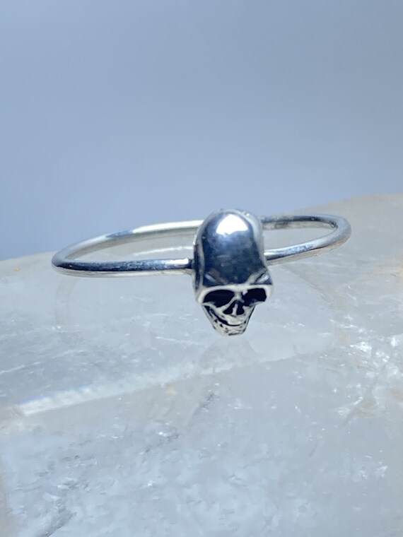 Skull ring biker stacker band sterling silver wom… - image 4