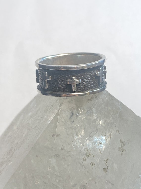 Cross Ring Religious Band Sterling Silver Women M… - image 4