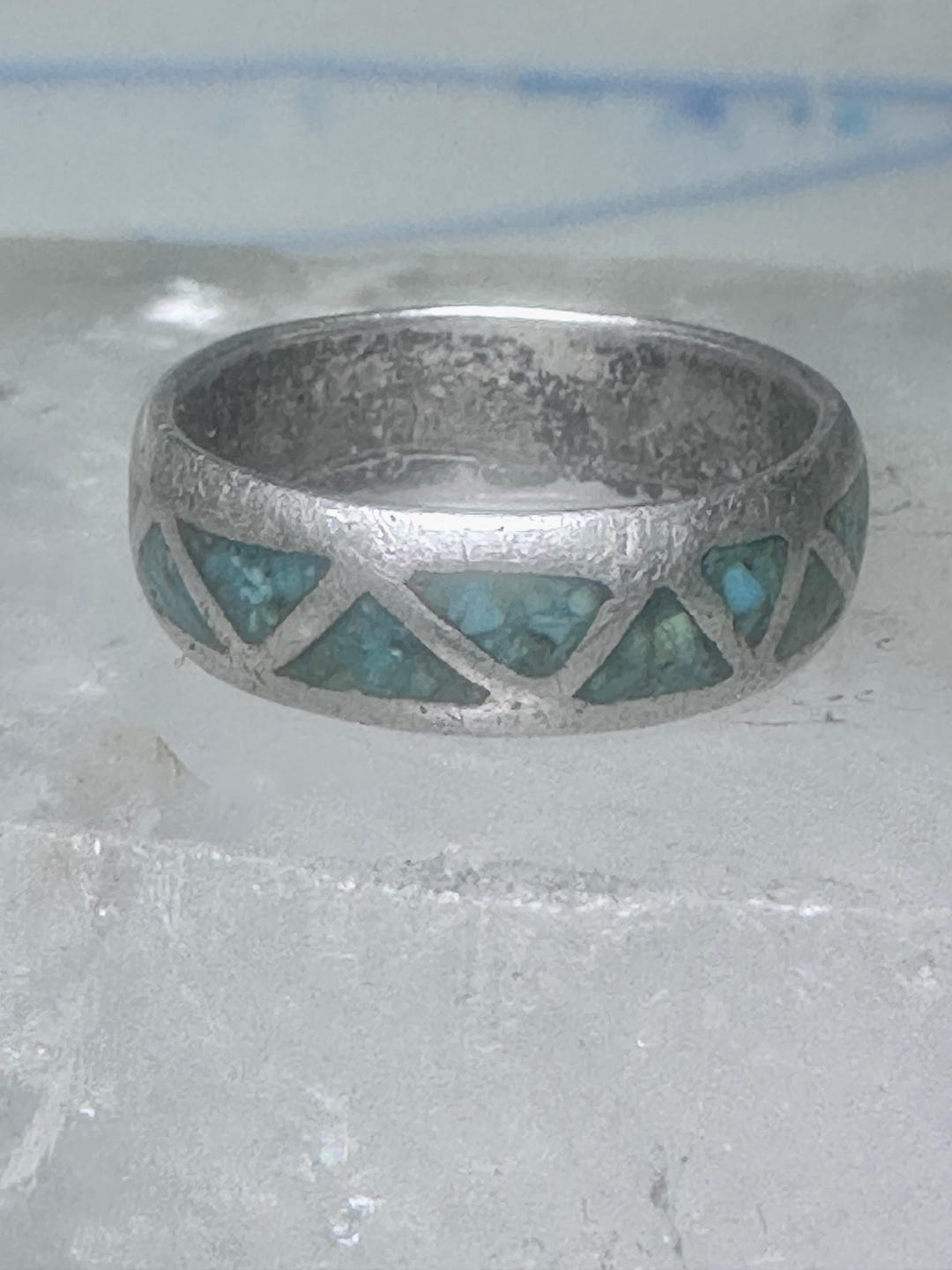 Zuni Vintage Ring 21号 Zuni Ring Wedding Band Turquoise Chips Size 6 Men Women - Etsy