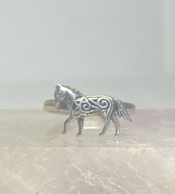 Horse ring sterling silver band women girls size … - image 1