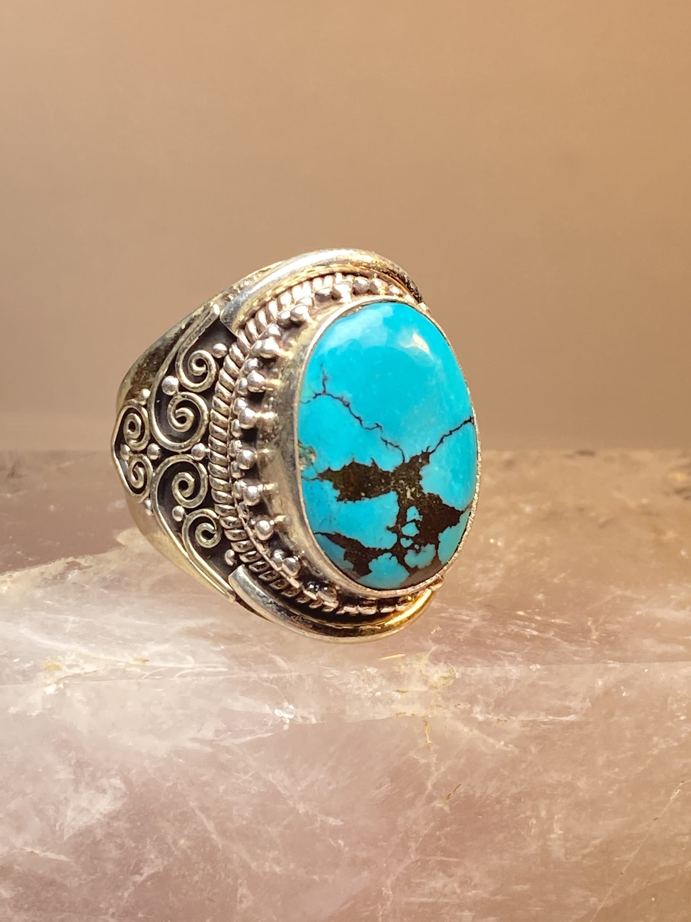 Turquoise Ring Sterling Silver Women Men Size 9.75 - Etsy Canada