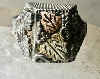 Black Hills Gold Ring Size 11 WJC Sterling Silver Women Men 12K