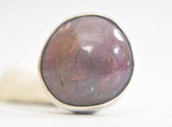 Ruby ring round bulky sterling silver boho women … - image 1