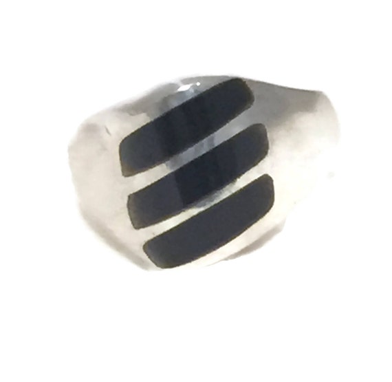 Vintage Sterling Silver Ring Mexican Onyx Ring Me… - image 7