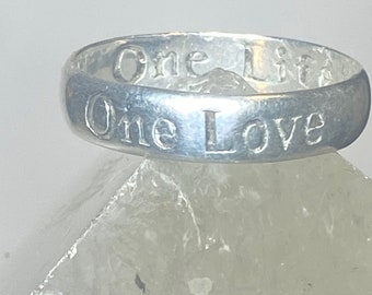 シルバーリング ONE IS LOVE One Love One Life Ring Size 9.25 Band Words Sterling Silver - Etsy